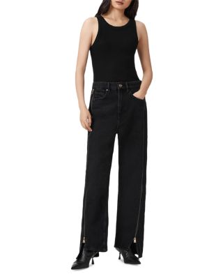 Frankie Zip High Rise Jeans in Washed Black