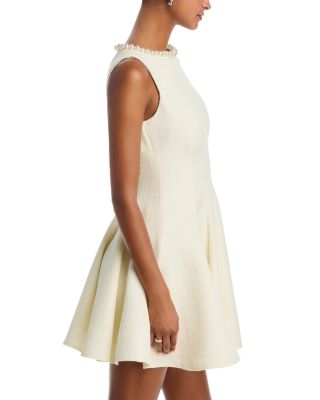 Faux Pearl Trim Tweed Sleeveless Mini Dress - Exclusive