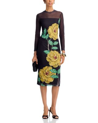 Mesh Floral Midi Dress - Exclusive