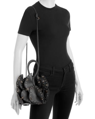Flower Stud Leather Shoulder Bag
