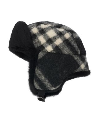 Check Wool Trapper Hat