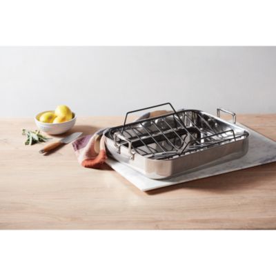 Signature Stainless Steel Rectangular Roaster and Rack, 14&amp;quot;