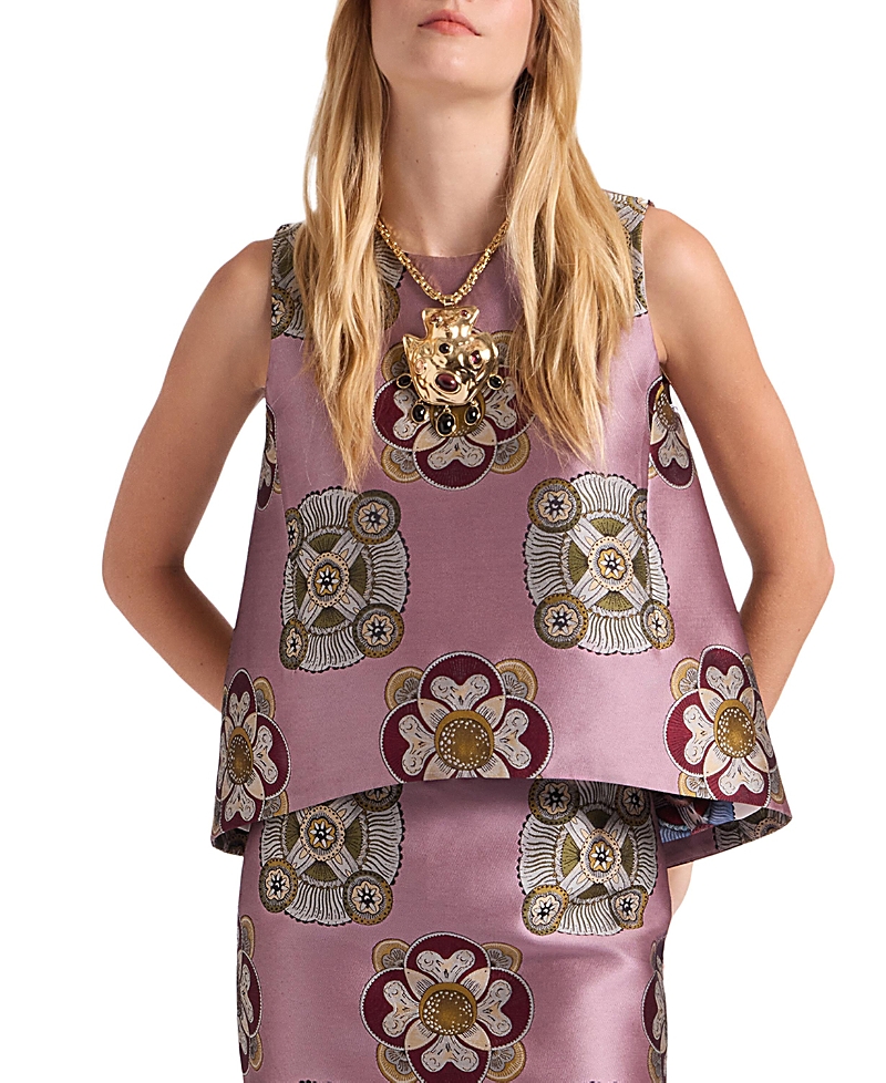 La Doublej La Scala Asymmetric Jacquard Top In Pink