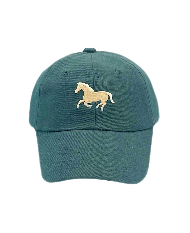 Bits & Bows Boys' Horse Baseball Hat In Hunter Green - Little Kid In Green