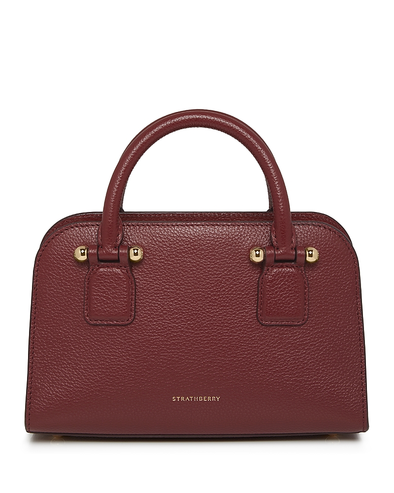 Strathberry Georgia Mini Fine Grain Leather Tote Bag In Burgundy