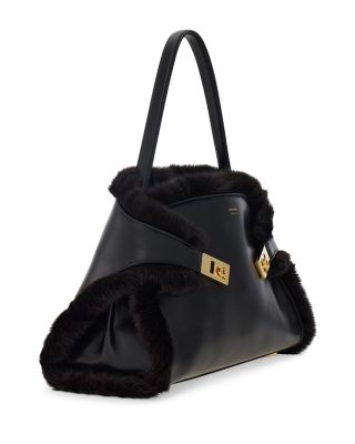 Hug Leather & Shearling Shoulder Bag