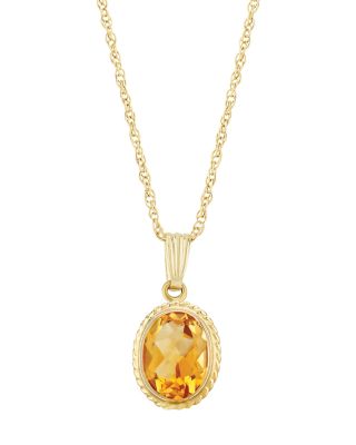 Gemstone Faceted Oval Pendant Necklace in 14K Yellow Gold, 18"