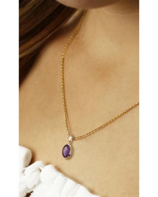 Gemstone Faceted Oval Pendant Necklace in 14K Yellow Gold, 18"