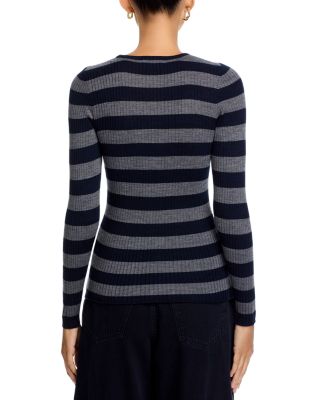 Rib Knit Long Sleeve Striped Sweater