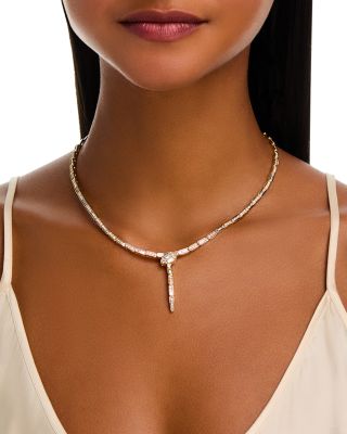 Diamond Serpent Lariat Necklace in 14K Yellow Gold, 3.50 tcw