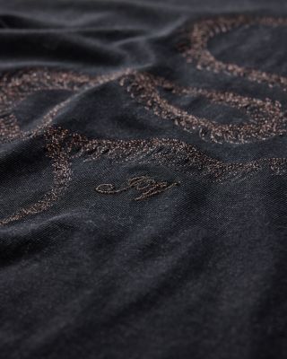 Raw Edge Fine Line Embroidered Tee