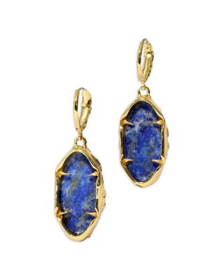 Brut Encased Lapis Lazuli Drop Earrings 