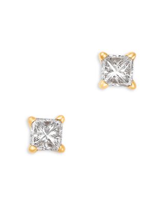 Diamond Princess Cut Stud Earrings in 14K Yellow Gold, 0.25 tcw
