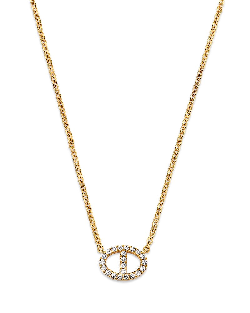 Bloomingdale's Fine Collection Diamond Mariner Single Link Pendant Necklace in 14K Yellow Gold, 0.2 tcw
