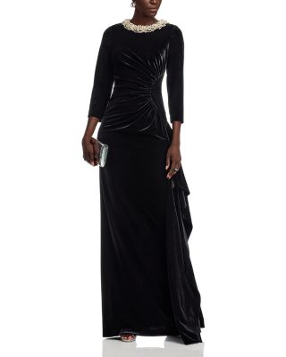 Velvet Jeweled Collar Gown