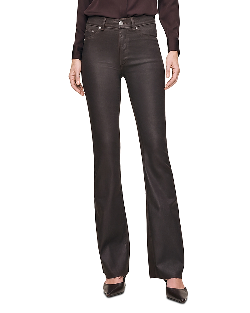 Dl1961 Bridget Boot High Rise Instasculpt Coated Jeans In Chocolate In Brown