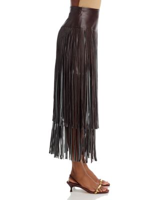 Karolina Faux Leather Fringe Skirt