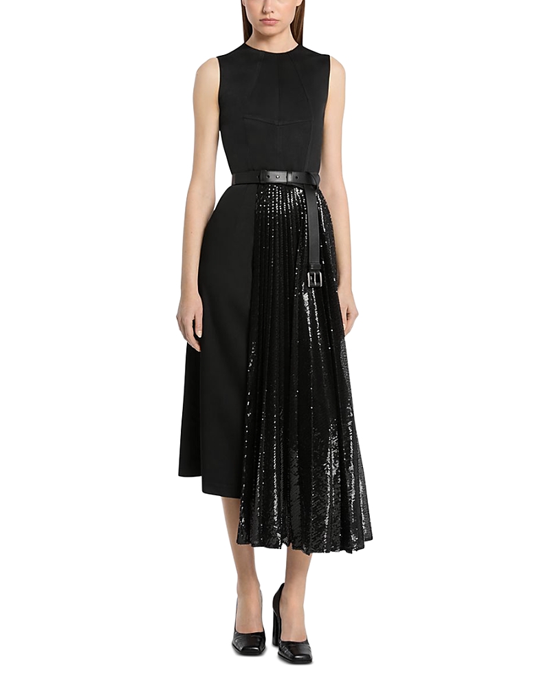 Michael Kors Michael Satin Embellished Overlay Dress In Black