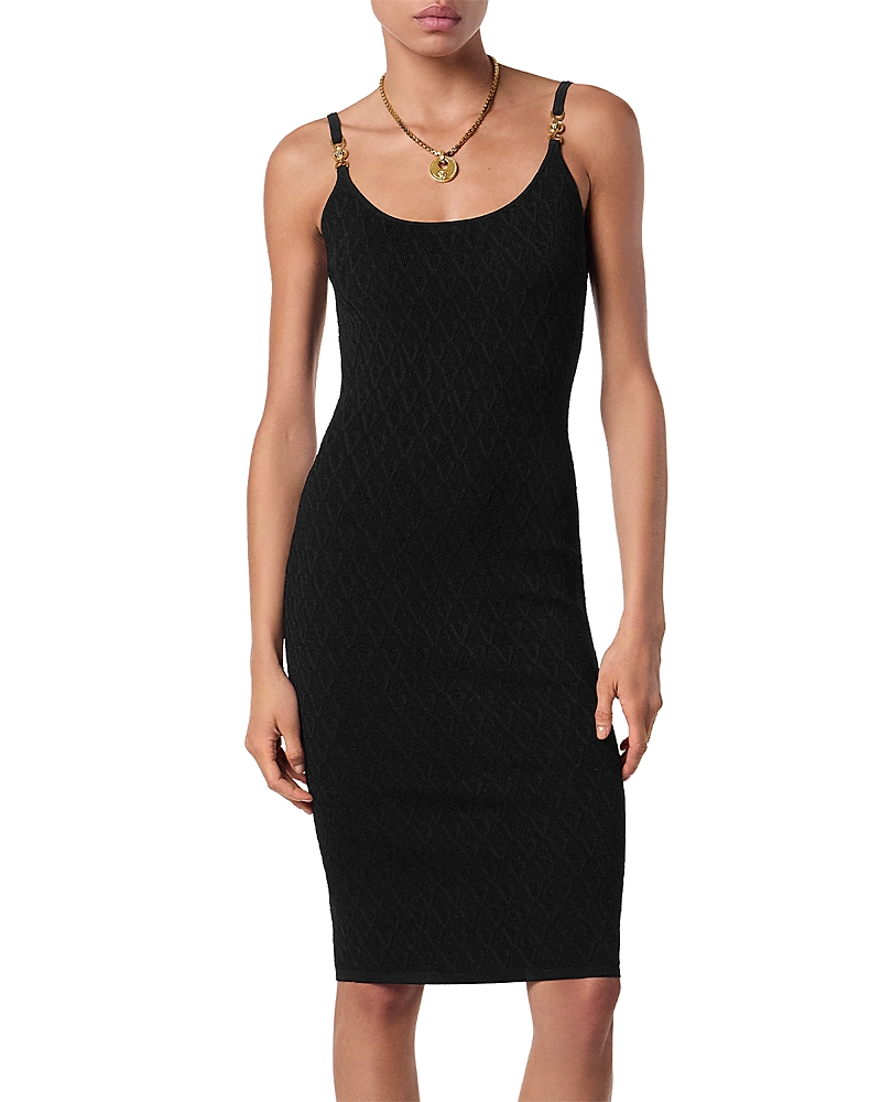 Versace Textured V Jacquard Dress In Black