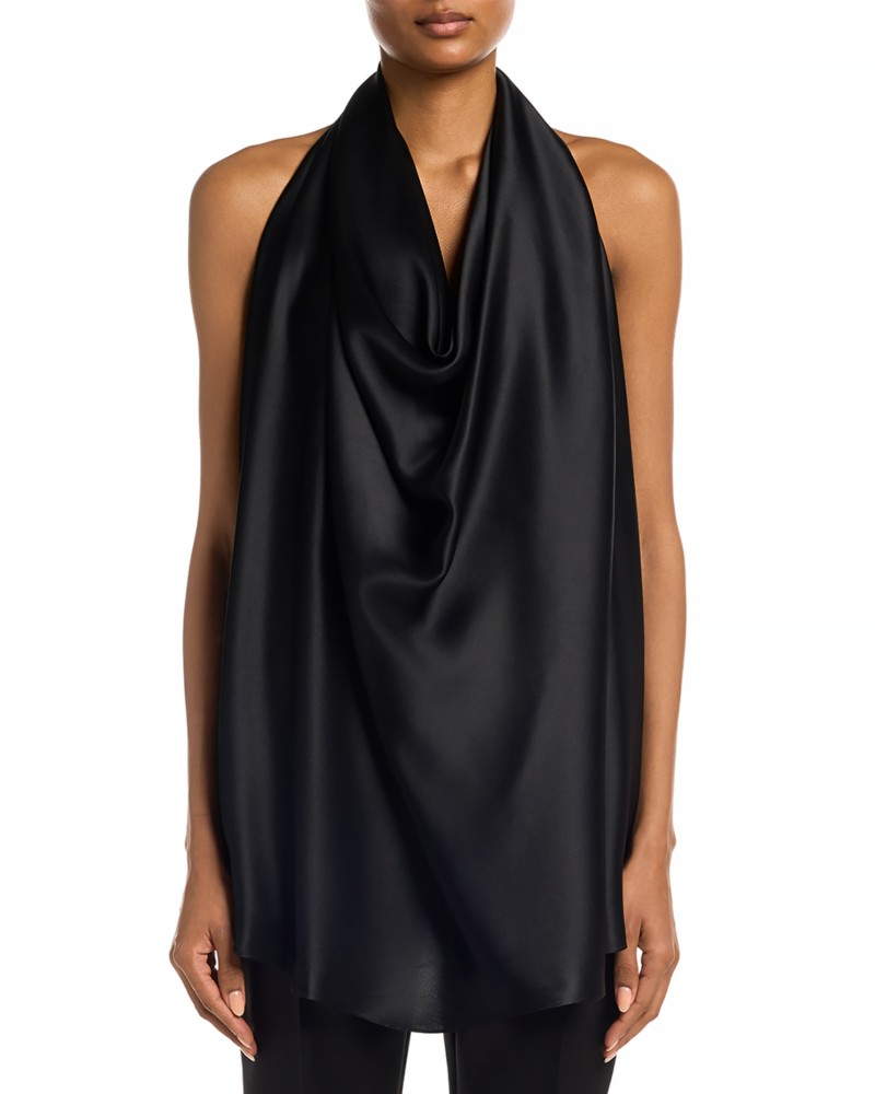 WARDROBE.NYC Wardrobe. nyc Silk Satin Halter Blouse in Black