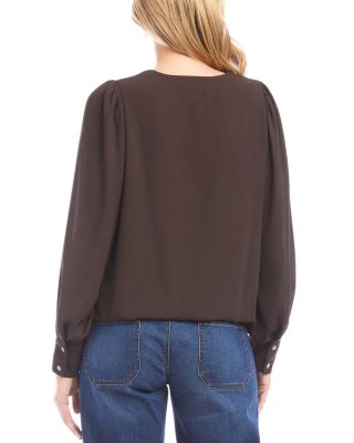 Puffed Sleeve V Neck Top