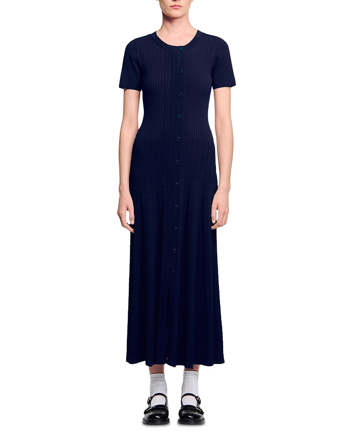 Sandro Short Sleeve Knit Maxi Dress