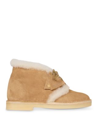 Sandro x Clarks Women's Originals Shearling Trim Suede Booties