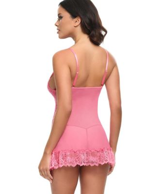 Valentine Soft Cup Lace Babydoll with Bows and G-string Panty