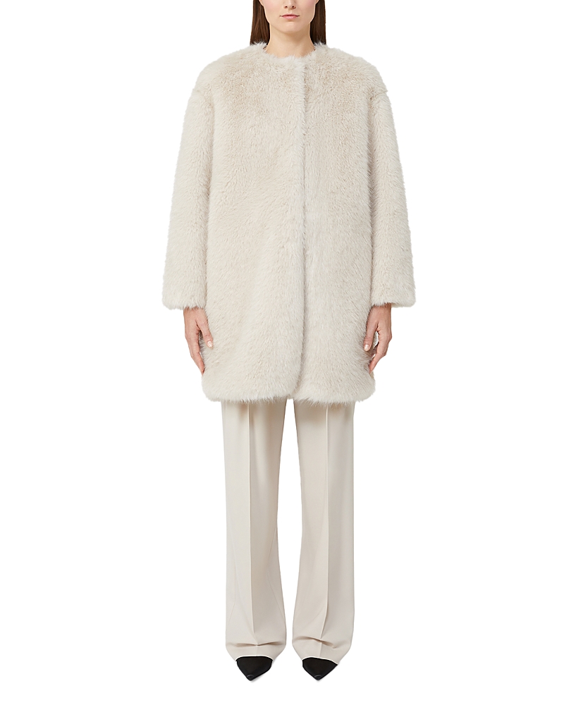 Max Mara Eros Faux Fur Coat In Neutral
