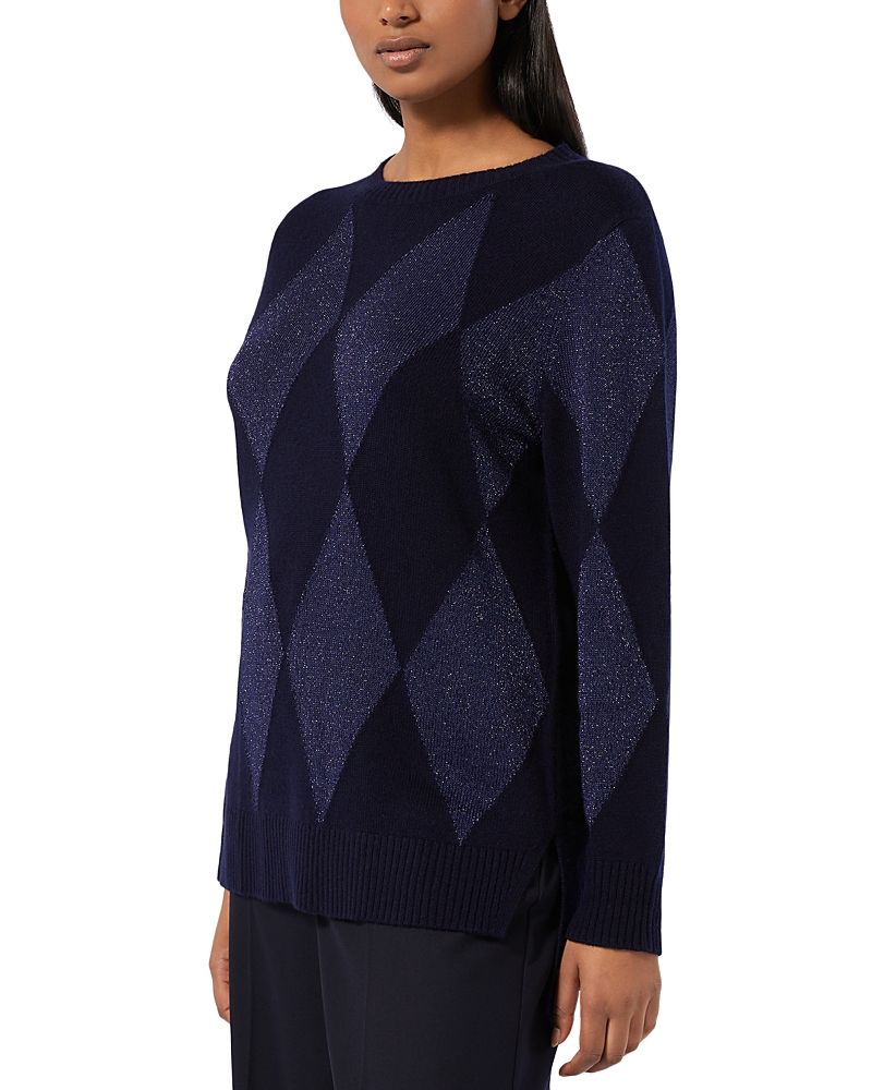 Marina Rinaldi Sport 1a Uscita Aquile Wool Blend Crewneck Sweater In Blue