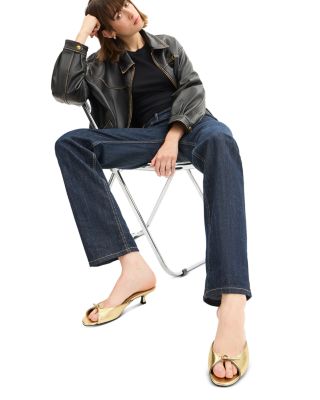 Women&#39;s Leather Kitten Heel Sandals