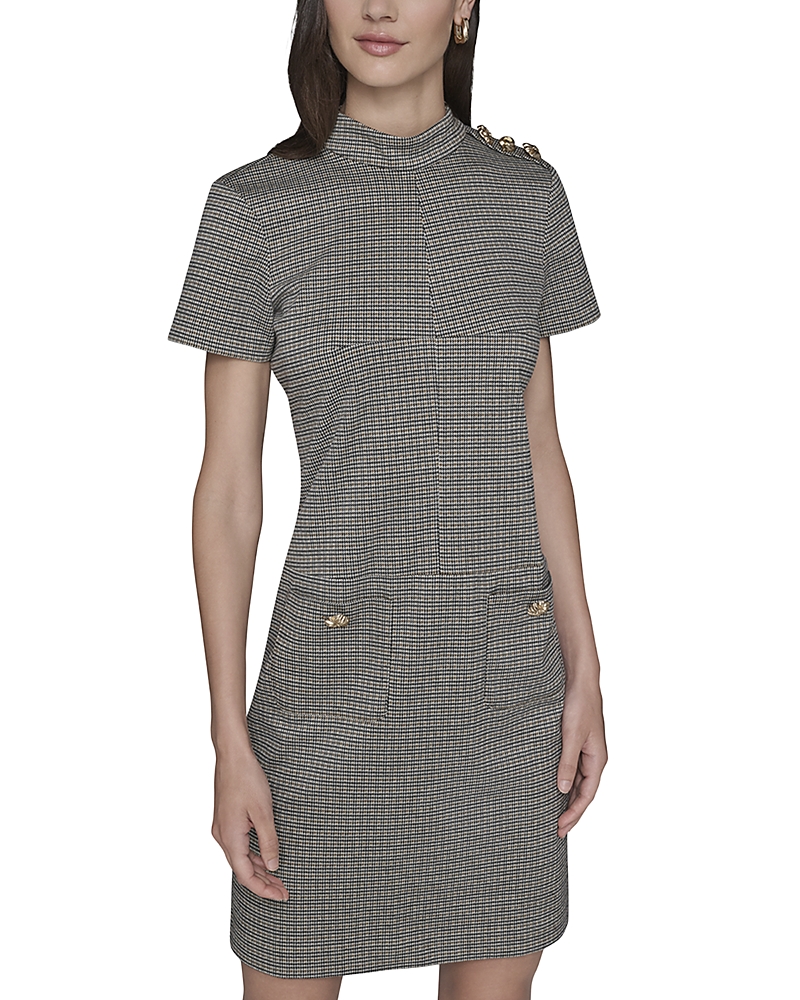Karl Lagerfeld Mini Houndstooth Print Dress In Multi