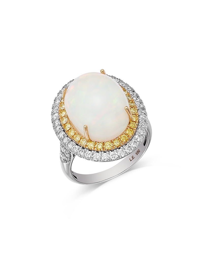 Bloomingdale's Fine Collection Opal & White & Yellow Diamond Limited Edition Halo Ring in 14K Yellow & White Gold