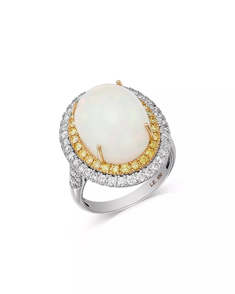 Bloomingdale's Fine Collection Opal & White & Yellow Diamond Limited Edition Halo Ring in 14K Yellow & White Gold