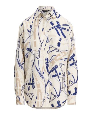 Relaxed Fit Belting Print Crepe Shirt