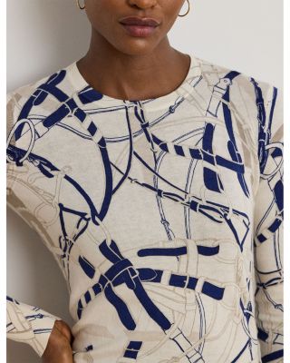 Belting Print Cotton Blend Sweater