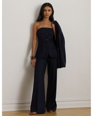 Pinstripe Wool Blend Twill Bustier