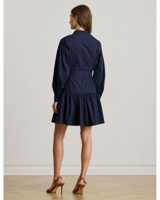 Buckle Trim Cotton Blend Dress