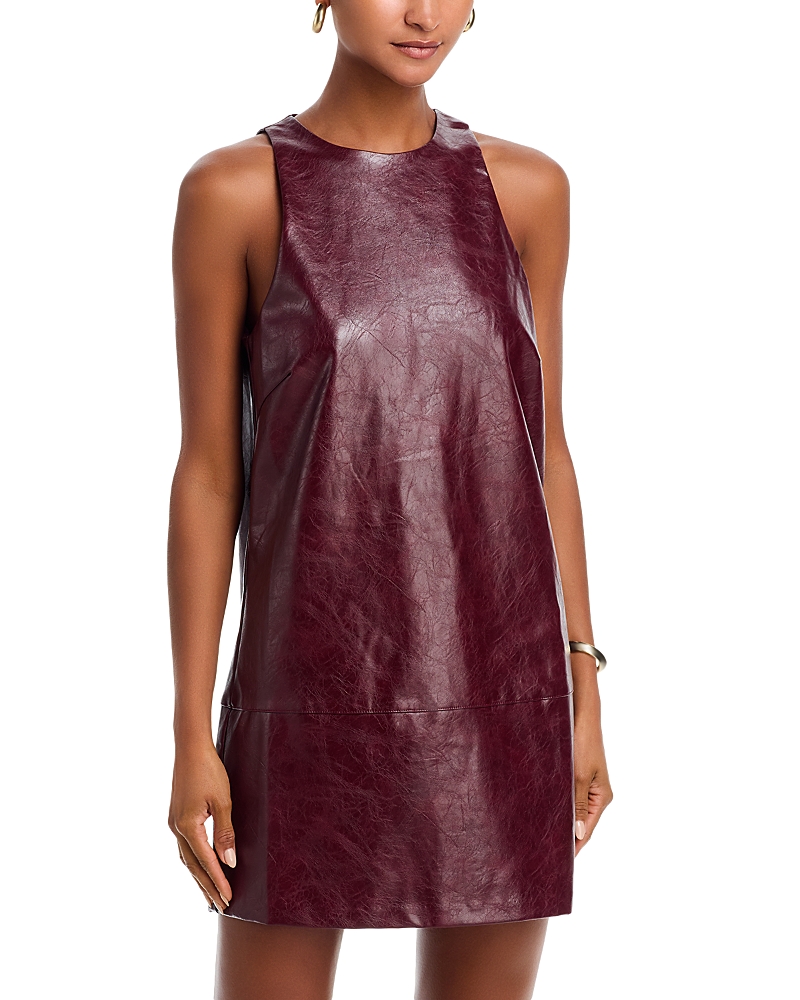 Aqua Faux Leather Sleeveless Mini Dress - Exclusive In Burgundy