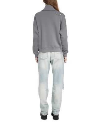 Milly Embellished Zip Sweatshirt