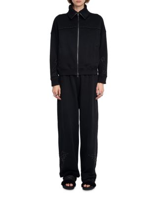 Milly Studded Zip Sweatshirt