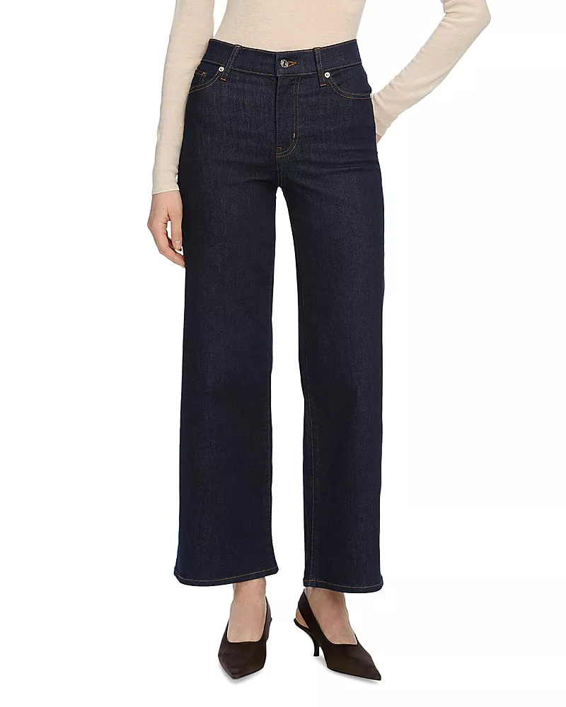 Frame Le Slim High Rise Palazzo Crop Jeans in Rinse