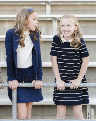  Girls&#39; Organic Short Sleeve Milano Sweater Dress with Collar - Little Kid, Big Kid