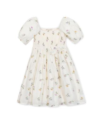  Girls' Organic Bubble Sleeve Smocked Dress - Little Kid, Big Kid