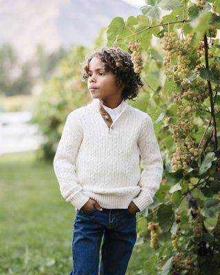 Boys' Organic Mock Neck Cable Sweater - Little Kid, Big Kid