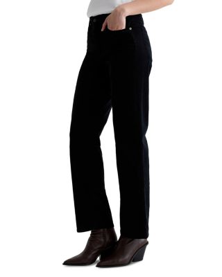 Brinley Mid Rise Straight Corduroy Jeans in Super Black