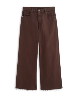 AG Saige High Rise Wide Leg Crop Jeans in Coffee Bean
