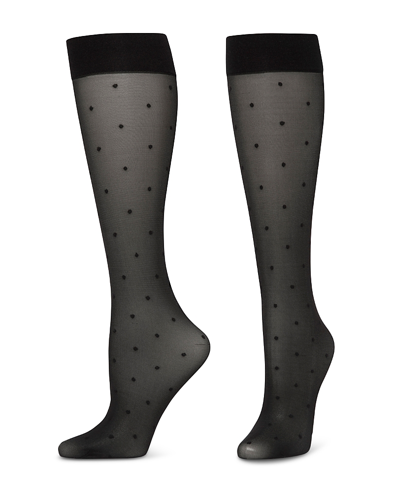 Hue Sheer Dot Knee High Socks In Black