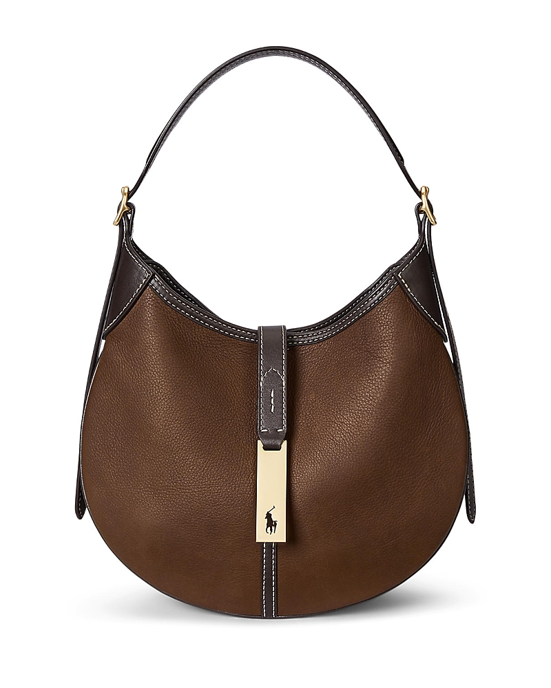 Polo Ralph Lauren Polo Id Leather Small Shoulder Bag In Brown
