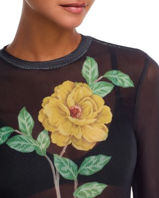 Placed Floral Mesh Top - Exclusive